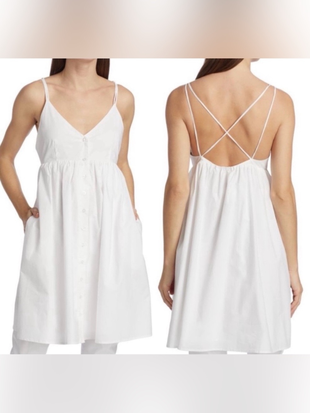 Gestuz Classic White Backless Sundress with Crisscross Straps,US2